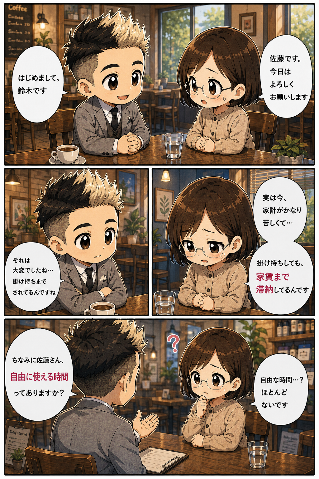 自由に使える時間について相談する漫画