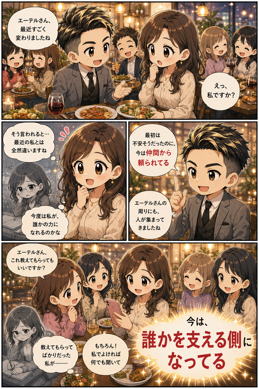 仲間との時間の中で支える側になる漫画